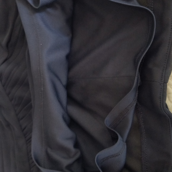 Adrianna Papell Navy Blue Sleeveless Embellished Mesh Ruched bodycon dress SZ 8 - Picture 11 of 15